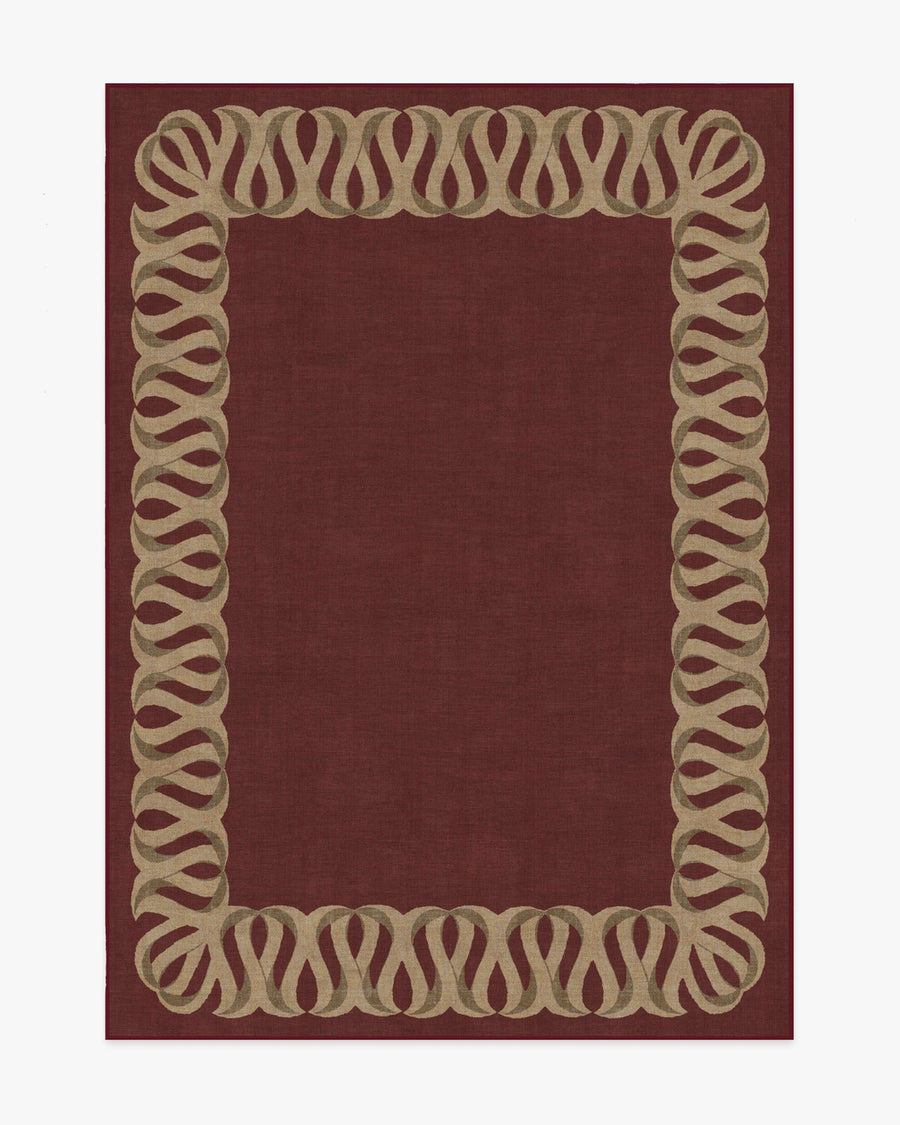 Ribbon Border — Halı, Kırmızı Doğal, AREA, beyaz zemin, 5x7