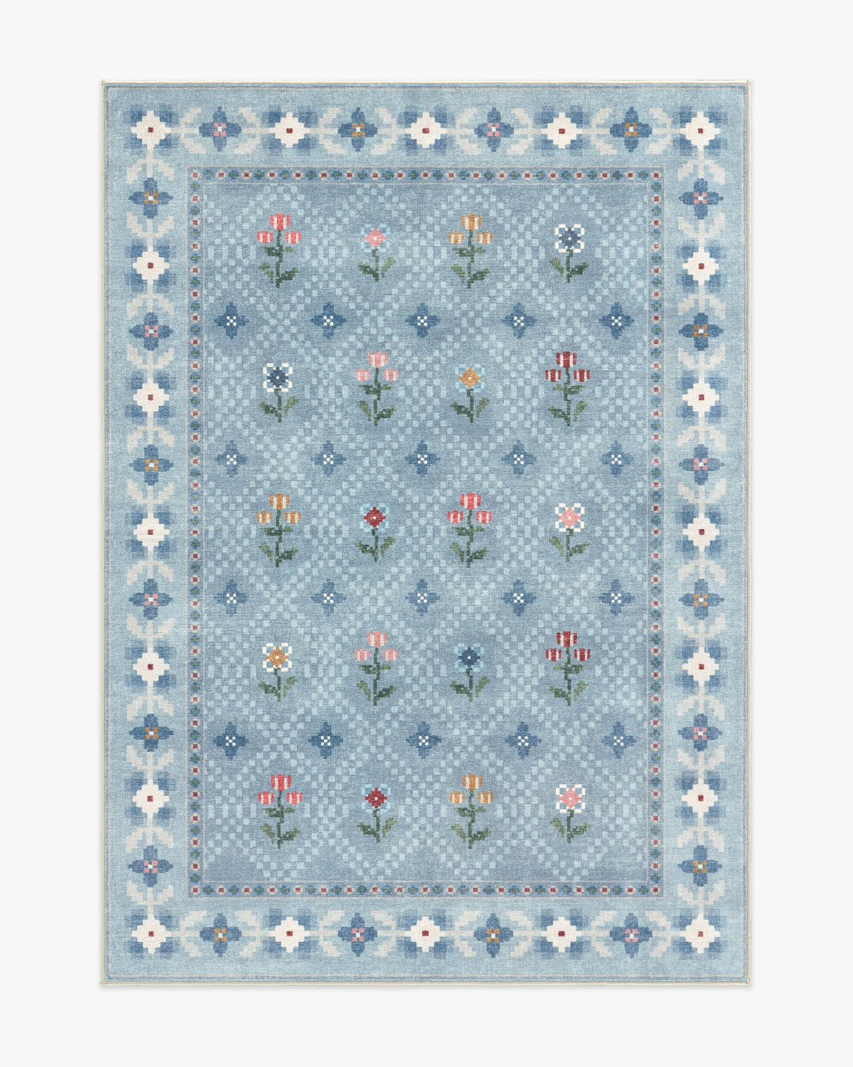 Ella — Halı, Arduvaz Mavisi, AREA, beyaz zemin, 5x7