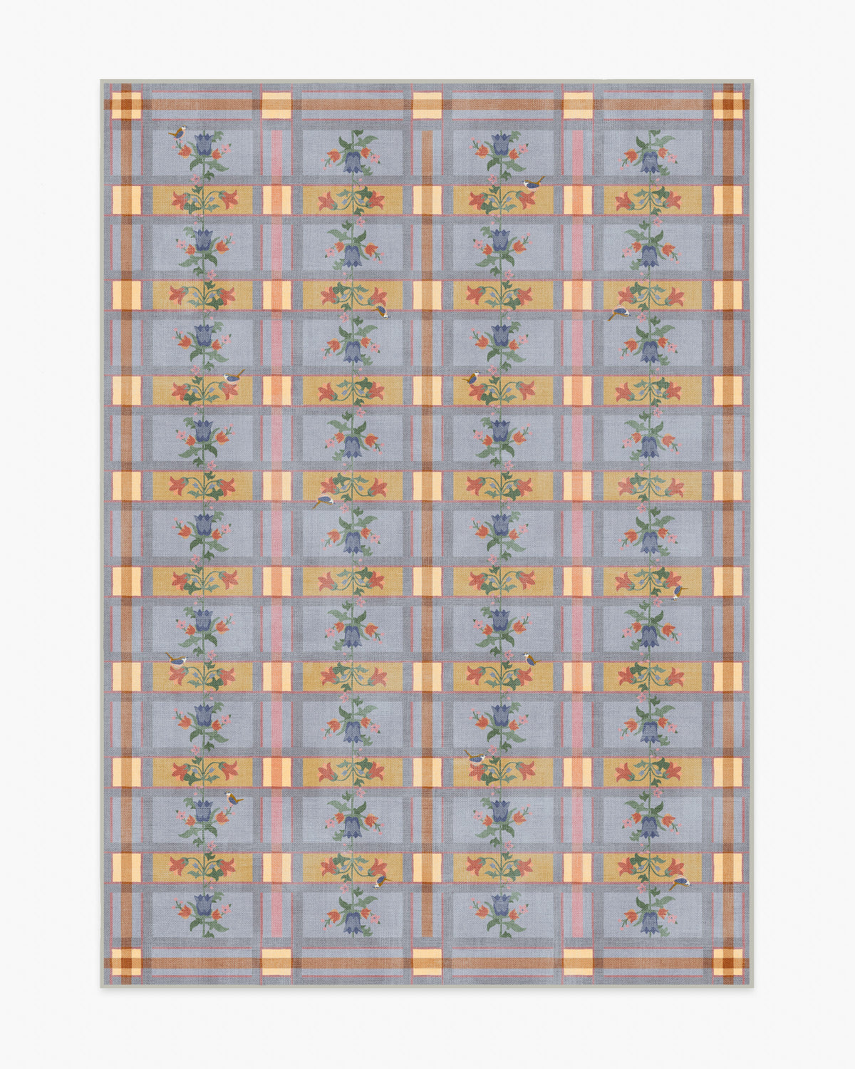 Quinnlyn — Halı, Arduvaz Mavi Çok Renkli, AREA, beyaz zemin, 5x7