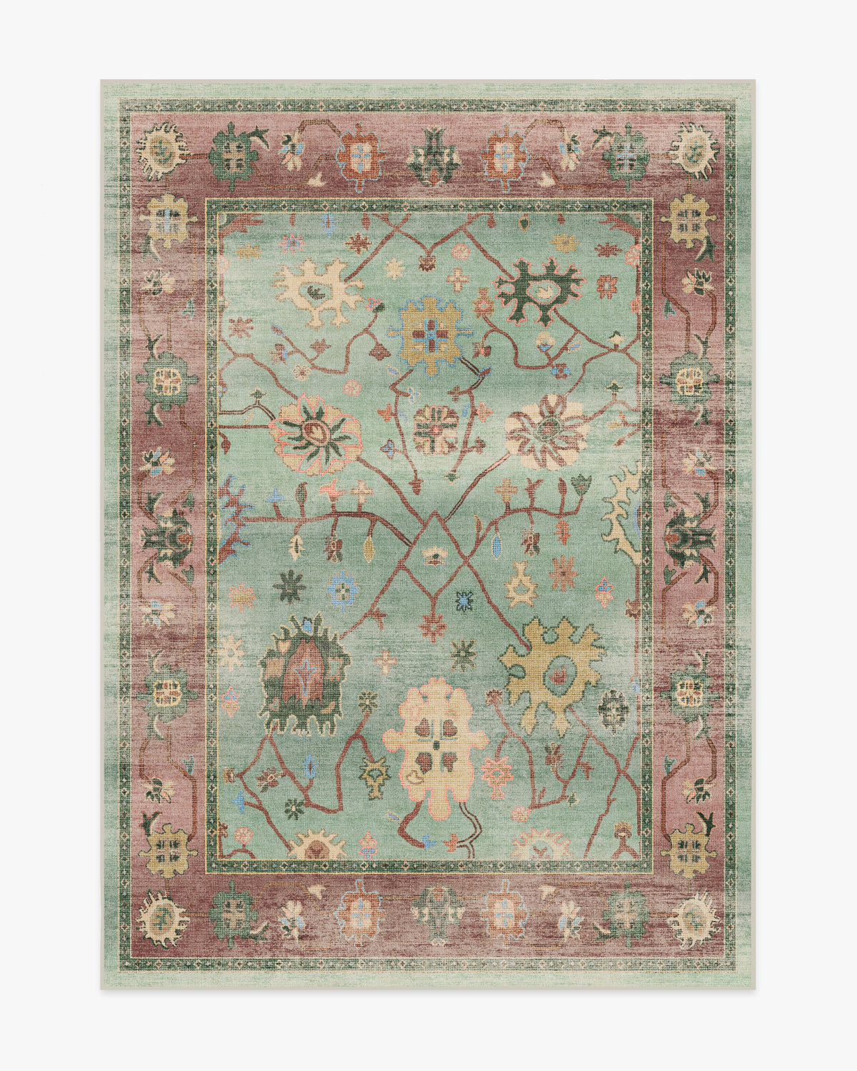 Jemima — Halı, Adaçayı Yeşil ve Kırmızı, AREA, beyaz zemin, 5x7