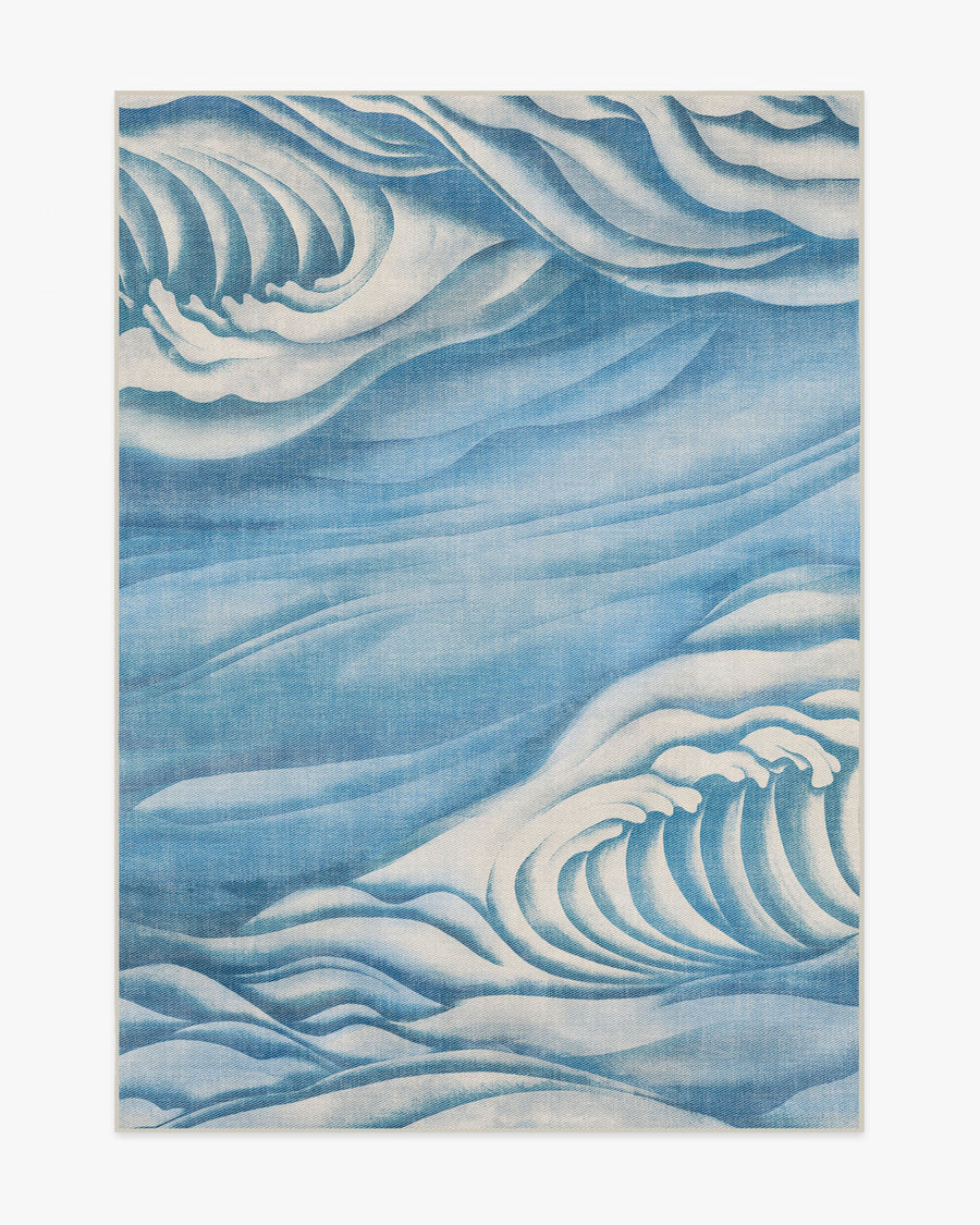 Waves — Halı, Yumuşak Mavi, AREA, beyaz zemin, 5x7
