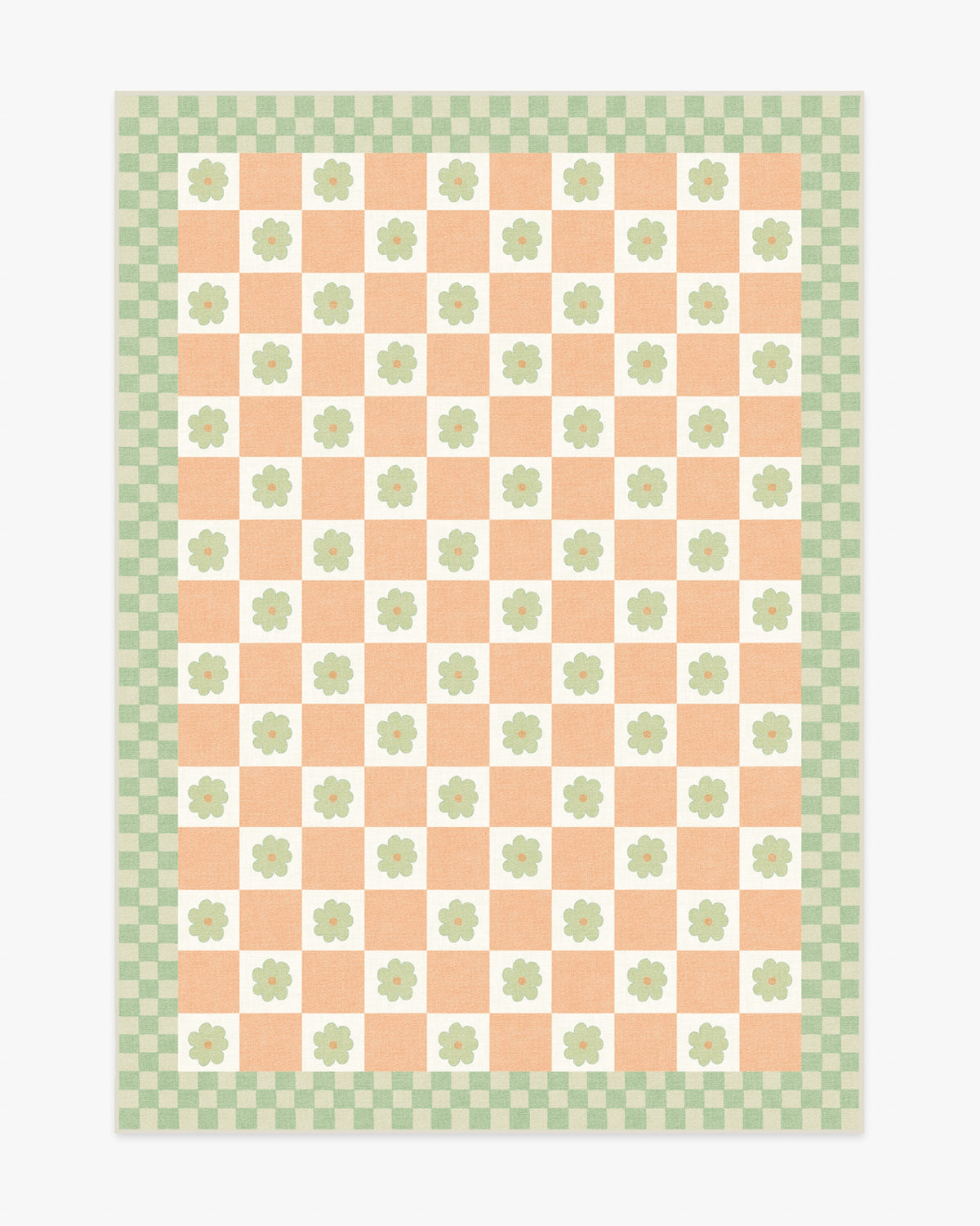 Mini Daisy Checkerboard — Halı, Turuncu, AREA, beyaz zemin, 5x7