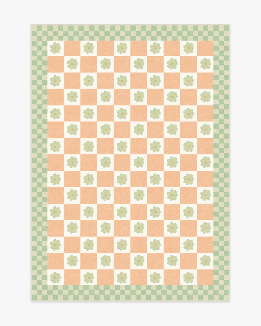 Mini Daisy Checkerboard — Halı, Turuncu, AREA, beyaz zemin, 5x7
