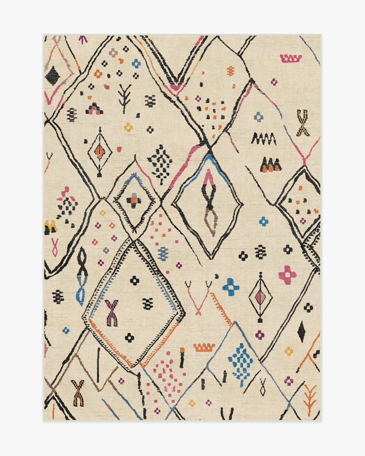 Pamir — Halı, Fildişi Çok Renkli, AREA, beyaz zemin, 5x7