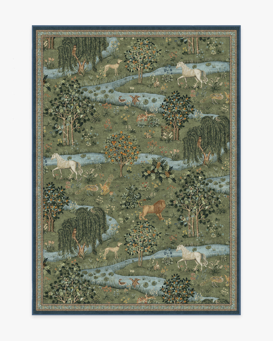 Morris And Co Owl Willow — Halı, Yeşil, AREA, beyaz zemin, 5x7