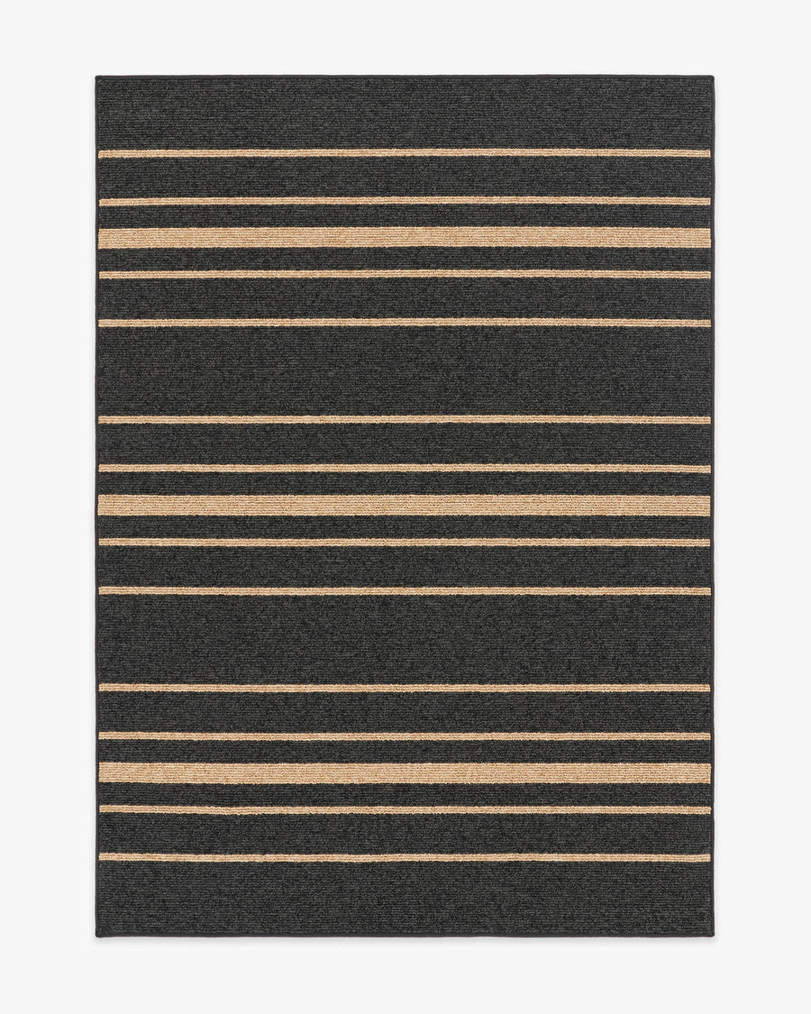 Arden Stripe Black Natural Performance Weave — Halı, Siyah, AREA, beyaz zemin, 5x7
