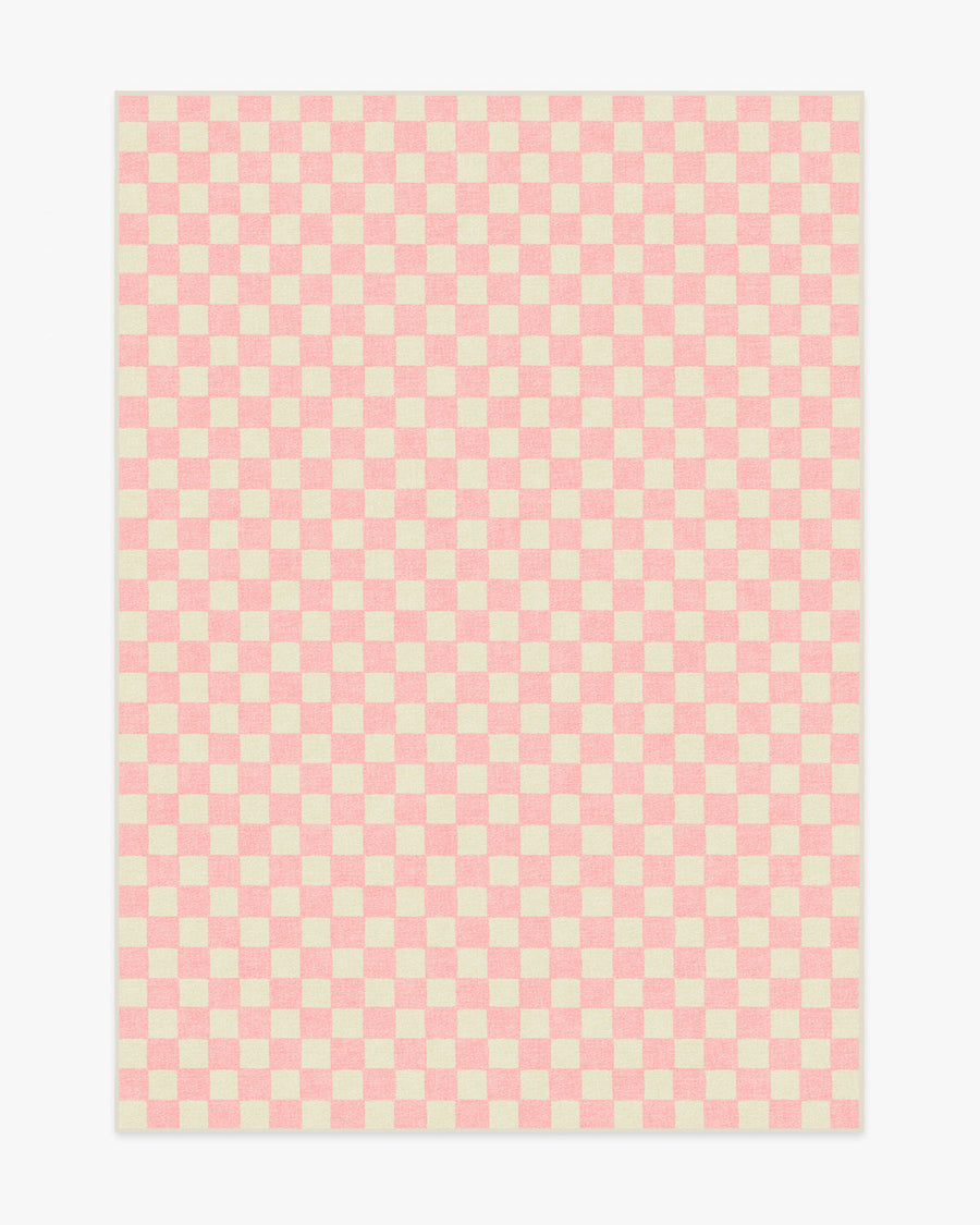 Lets Play Checkers — Halı, Pembe, AREA, beyaz zemin, 5x7