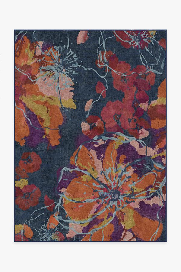 Watercolor Floral — Halı, Lacivert, AREA, beyaz zemin, 5x7