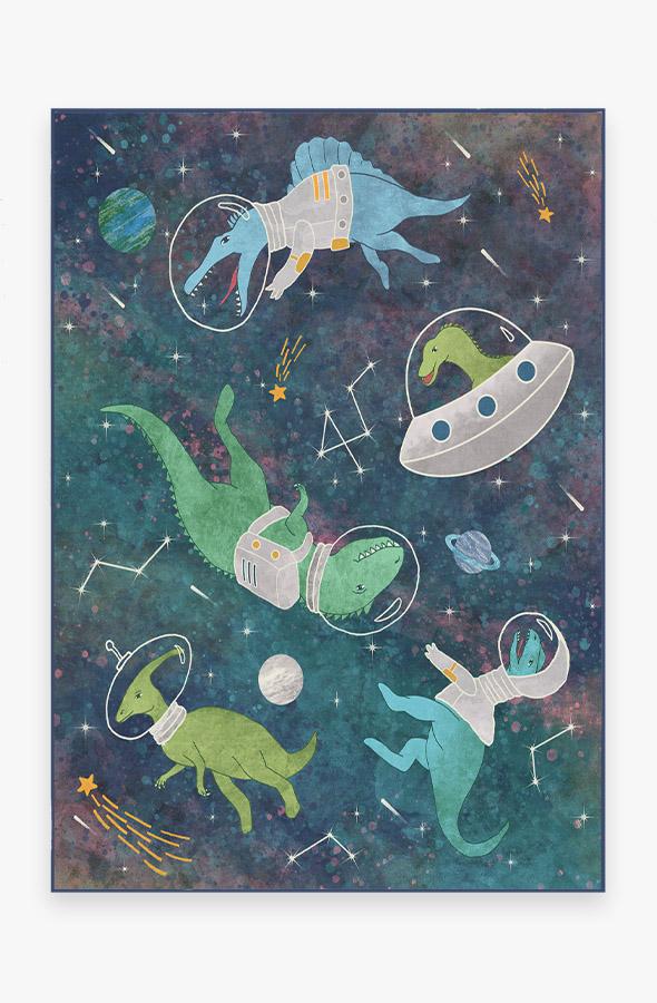 Dinosaurs In Space — Halı, Yeşil, AREA, beyaz zemin, 5x7