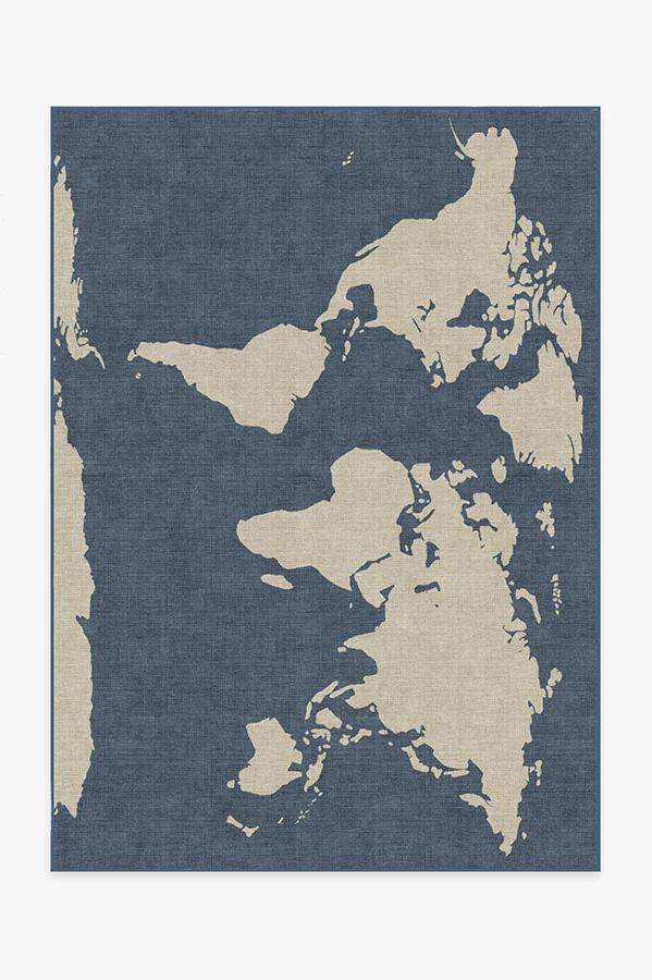 World Map — Halı, Mavi, AREA, beyaz zemin, 5x7