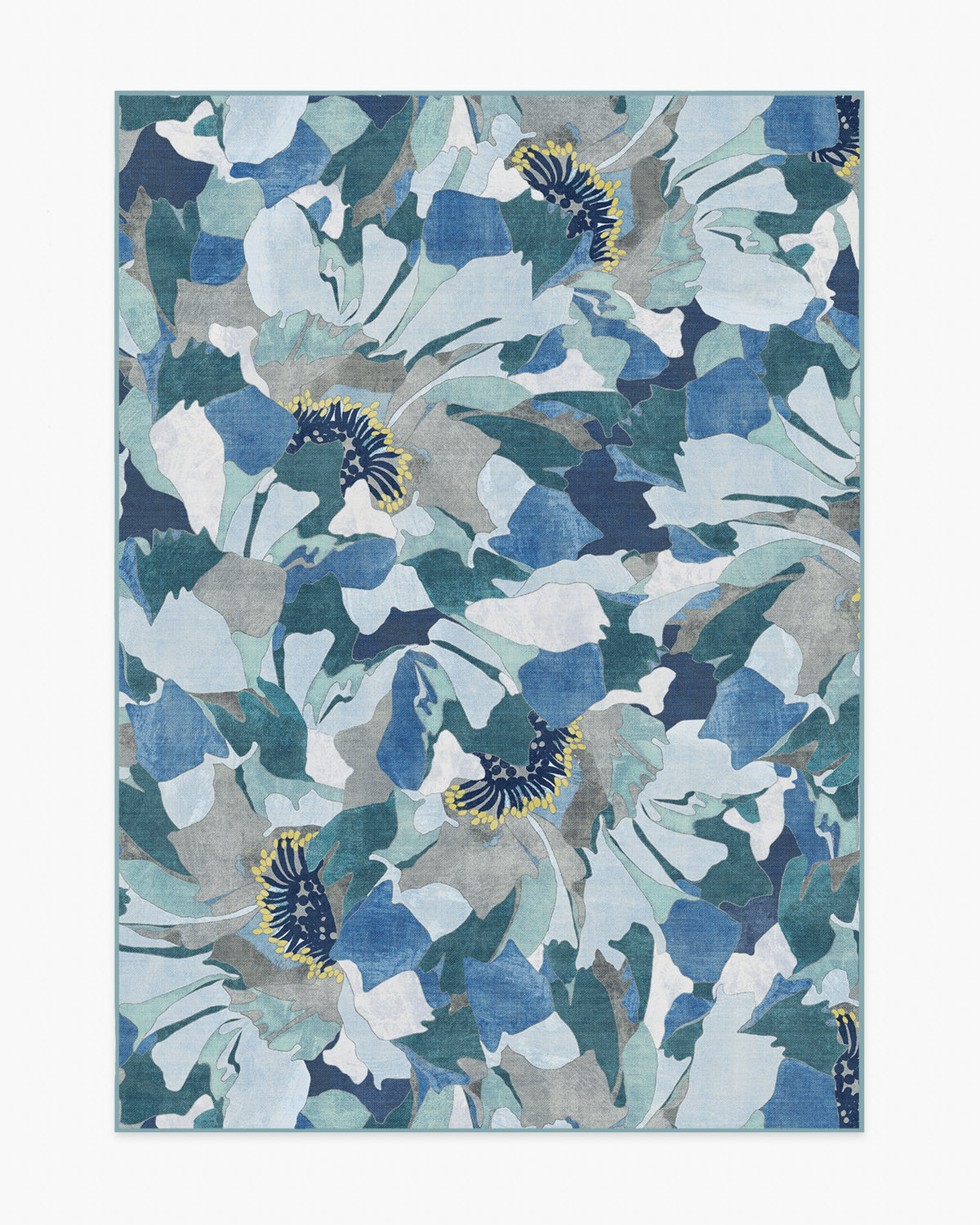 Peony Promenade — Halı, Arduvaz Mavisi, AREA, beyaz zemin, 5x7