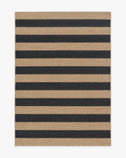 Nolan Bold Stripe Natural Black Performance Weave — Halı, Siyah, AREA, beyaz zemin, 5x7