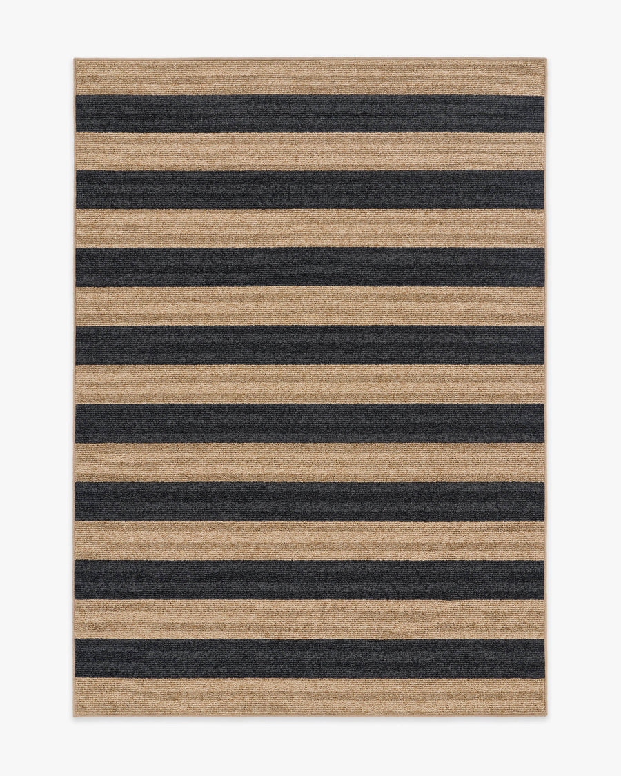 Nolan Bold Stripe Natural Black Performance Weave — Halı, Siyah, AREA, beyaz zemin, 5x7