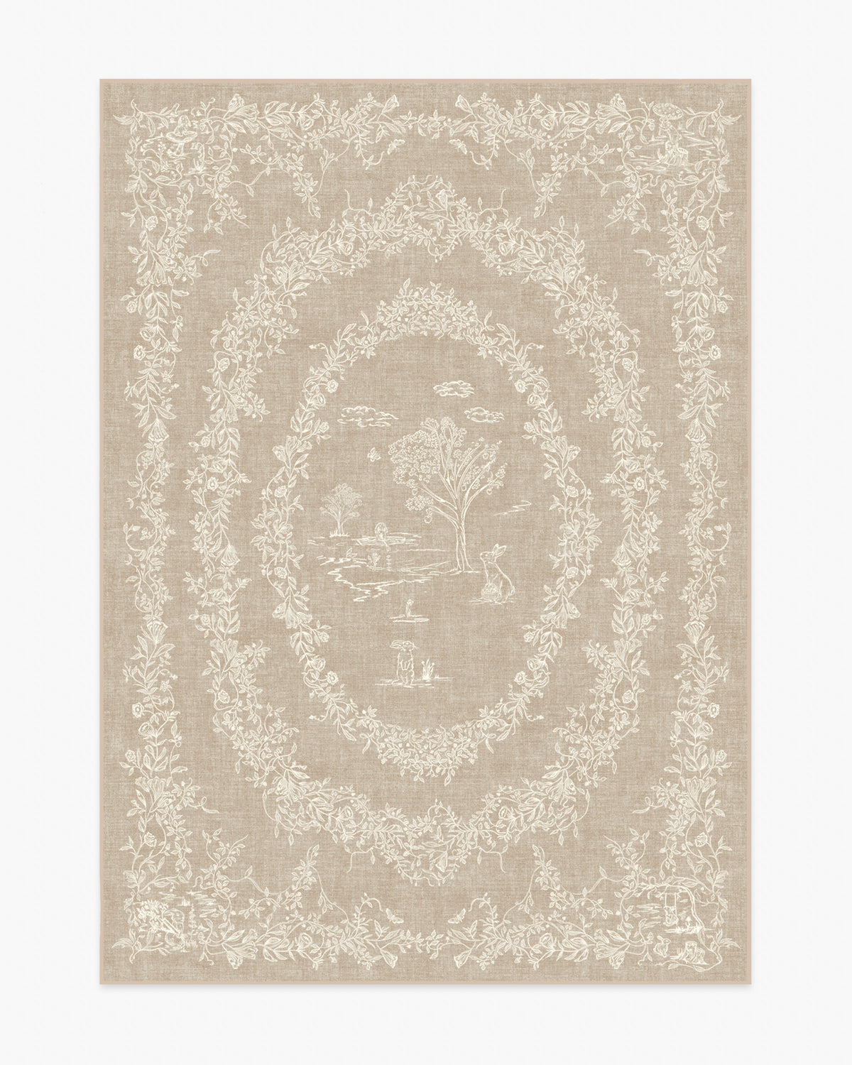 Bashful Bunny Toile — Halı, Doğal, AREA, beyaz zemin, 5x7