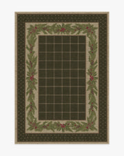 Pine Border — Halı, Koyu Zeytin, AREA, beyaz zemin, 5x7