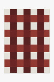 Gingham Plaid — Halı, Kırmızı Beyaz, AREA, beyaz zemin, 5x7