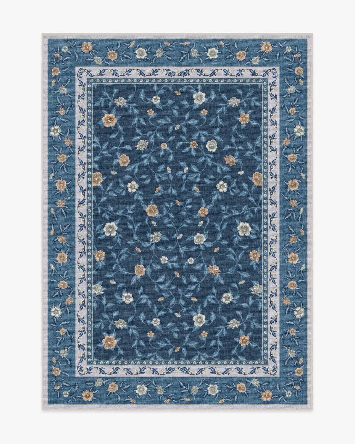 Della — Halı, Mavi Fildişi, AREA, beyaz zemin, 5x7