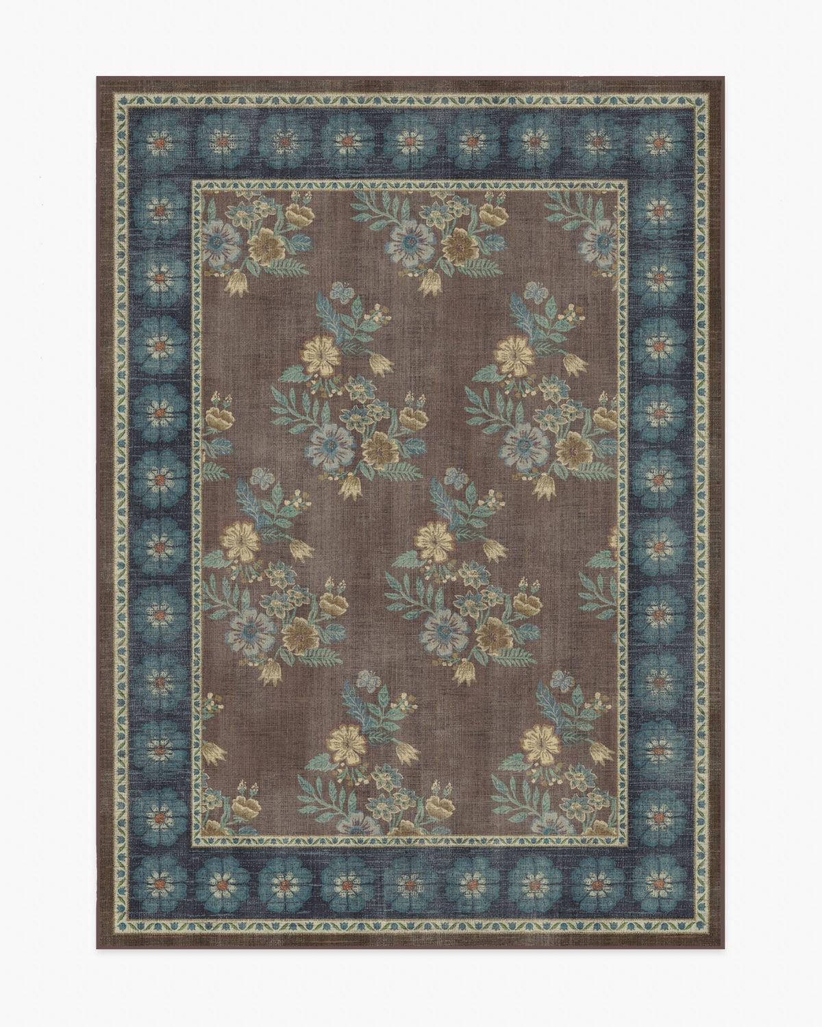 Pennywood — Halı, Kahverengi Mavi, AREA, beyaz zemin, 5x7
