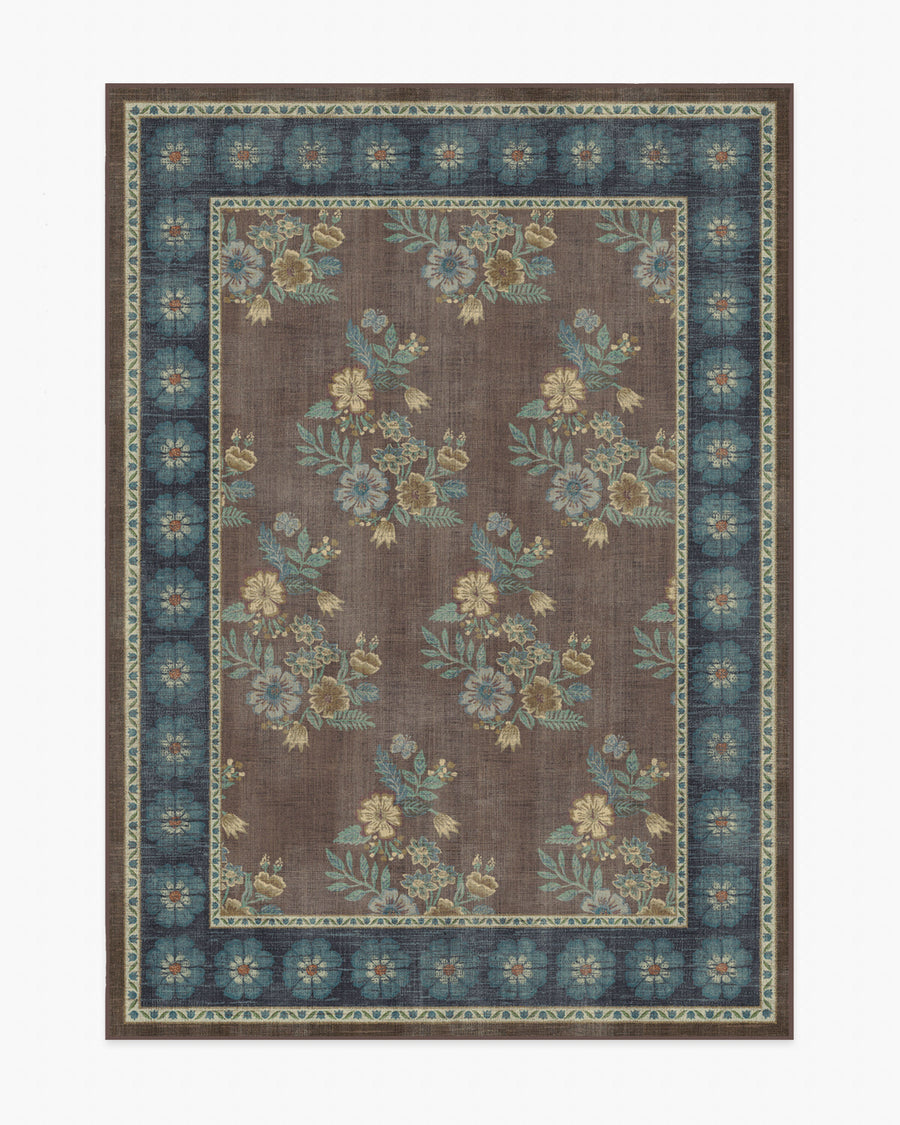 Pennywood — Halı, Kahverengi Mavi, AREA, beyaz zemin, 5x7