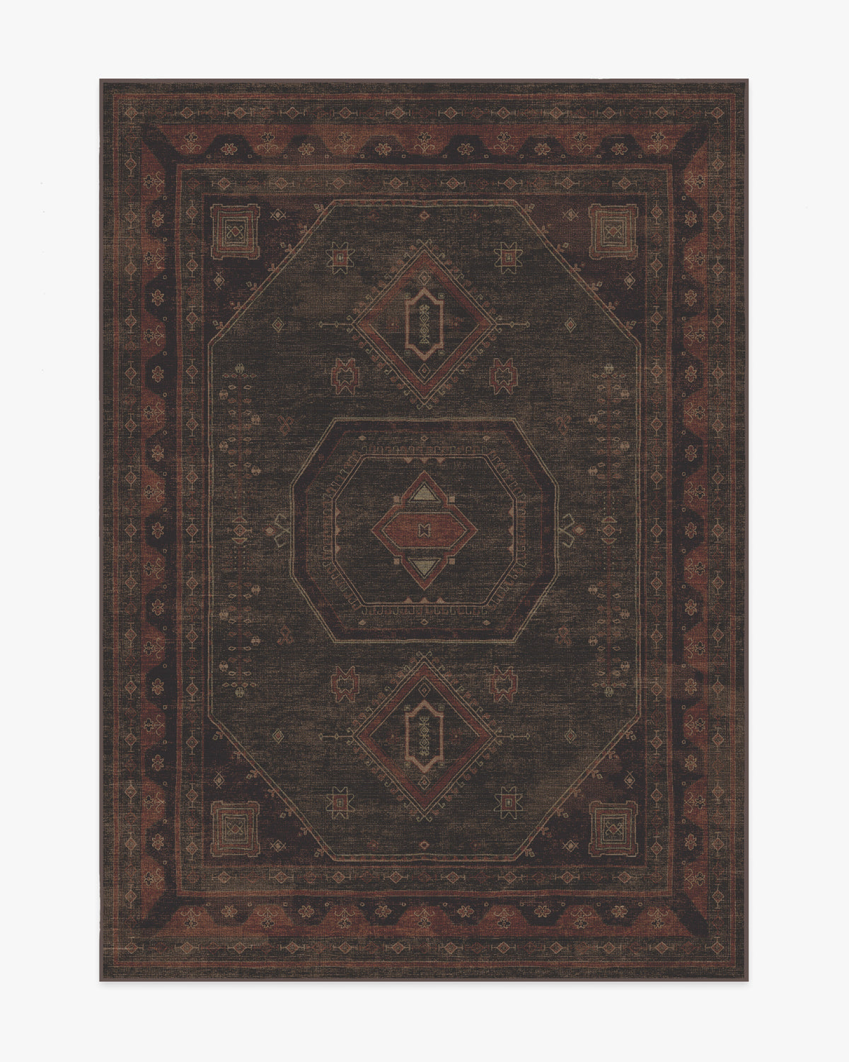 Shira — Halı, Bordeaux Kahverengi, AREA, beyaz zemin, 5x7
