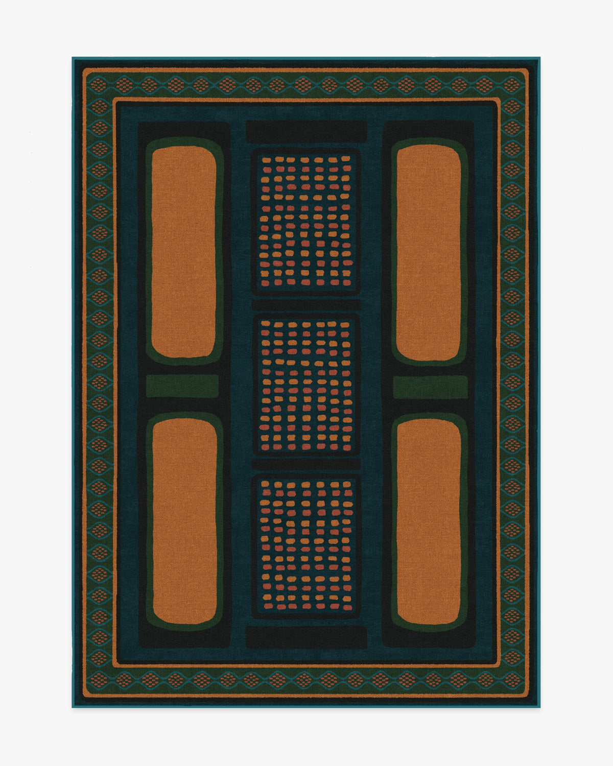 Nerissa — Halı, Turkuaz Altın, AREA, beyaz zemin, 5x7