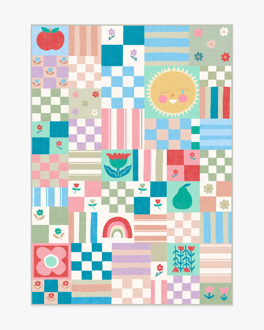 Hello Sunshine Patchwork — Halı, Çok Renkli, AREA, beyaz zemin, 5x7