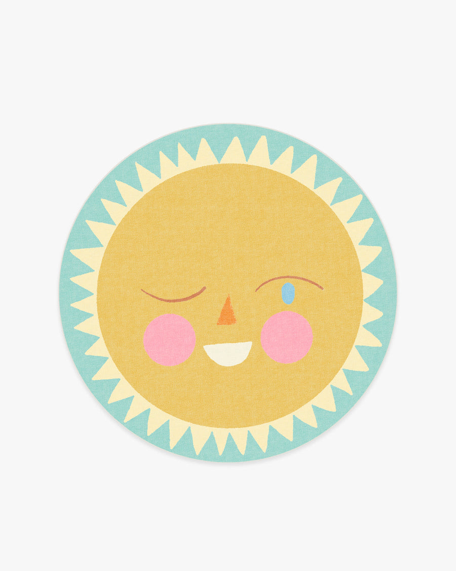 Hello Sunshine — Halı, Sarı, ROUND, beyaz zemin, 6R