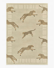 Leaping Cheetah — Halı, Kum, AREA, beyaz zemin, 6x9