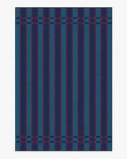 Helen Varsity Stripe — Halı, Turkuaz Lacivert, AREA, beyaz zemin, 6x9