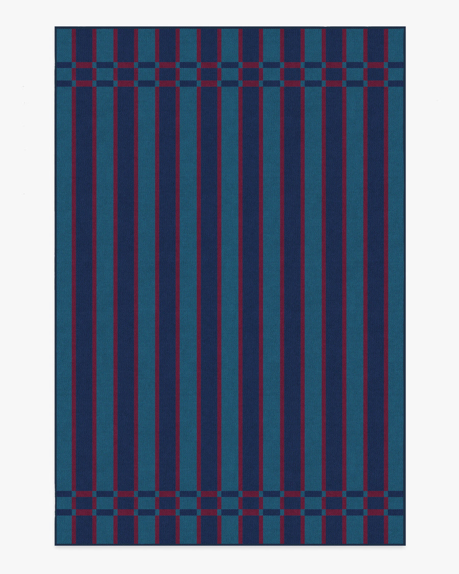 Helen Varsity Stripe — Halı, Turkuaz Lacivert, AREA, beyaz zemin, 6x9