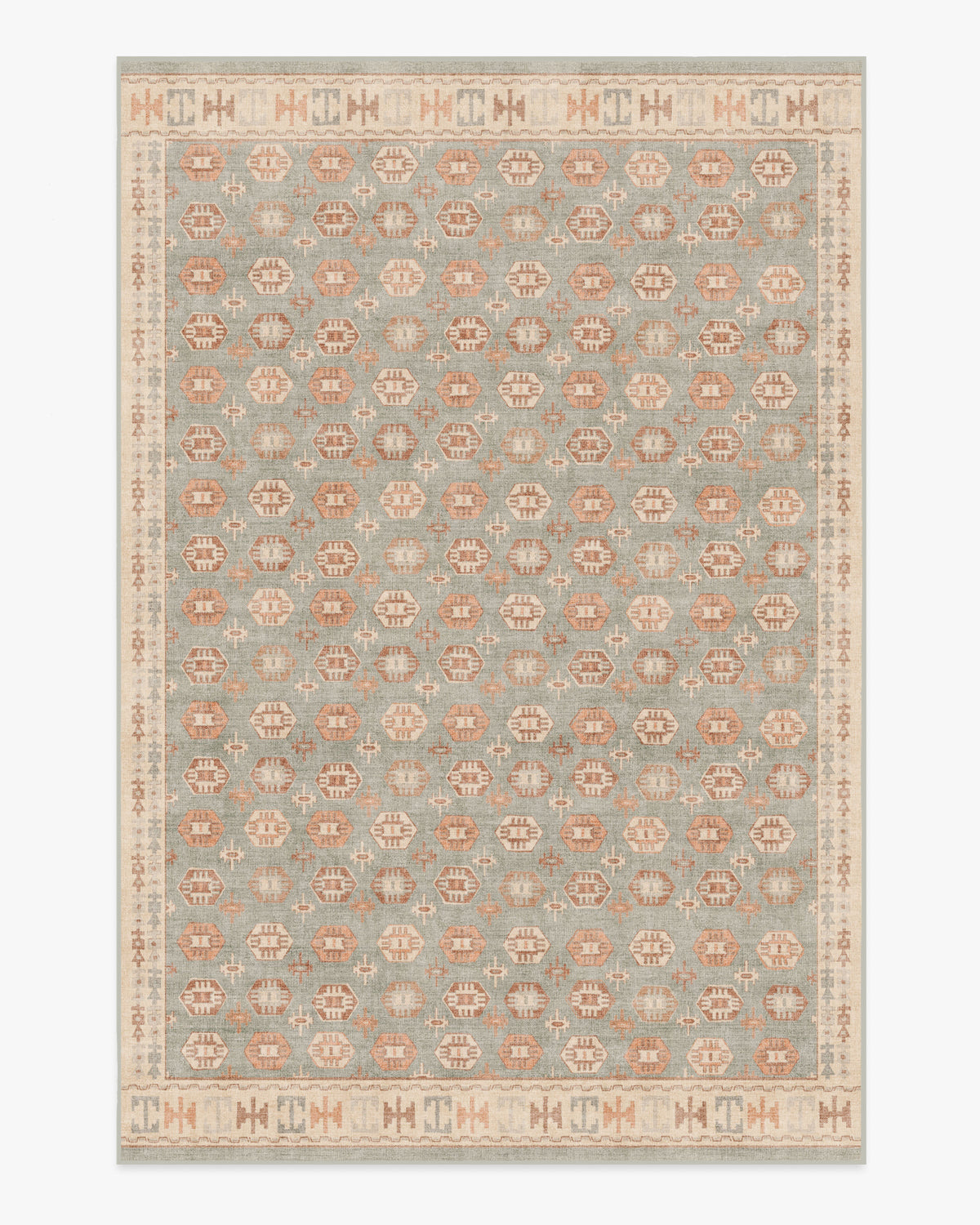 Indira — Halı, Adaçayı Terracotta, AREA, beyaz zemin, 6x9