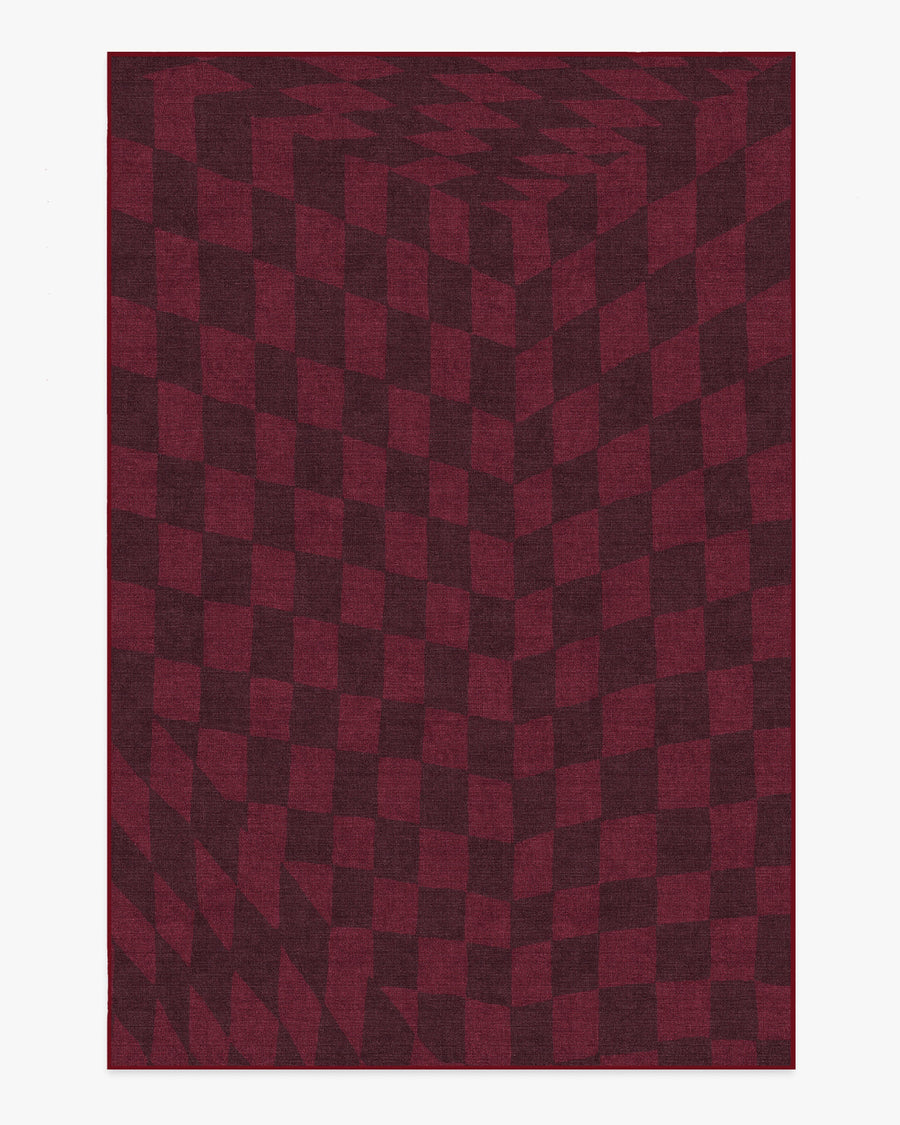 Ricardo Checkerboard — Halı, Bordo, AREA, beyaz zemin, 6x9