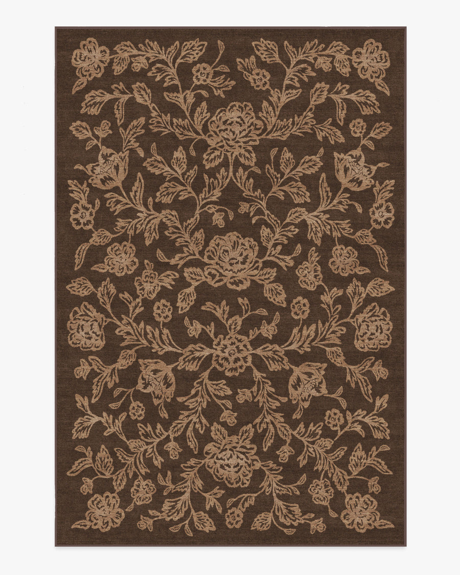 Zinnia — Halı, Kahverengi, AREA, beyaz zemin, 6x9