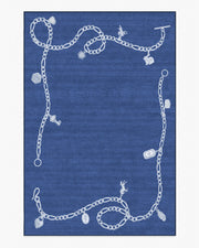 M E Charms — Halı, Gece Mavisi, AREA, beyaz zemin, 6x9