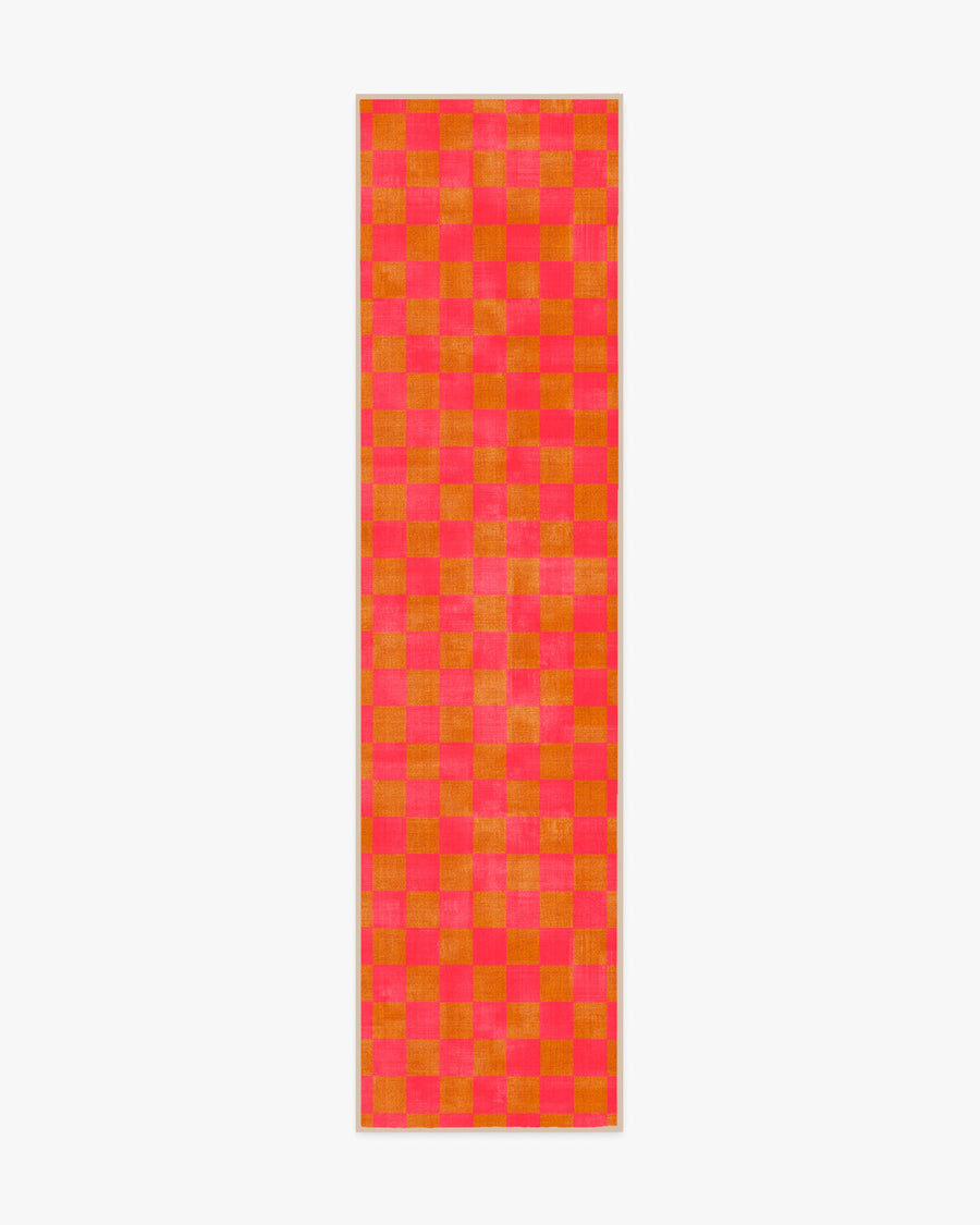 Nonnas Checkerboard — Halı, Mercan Butterscotch, RUNNER, beyaz zemin, 2x10