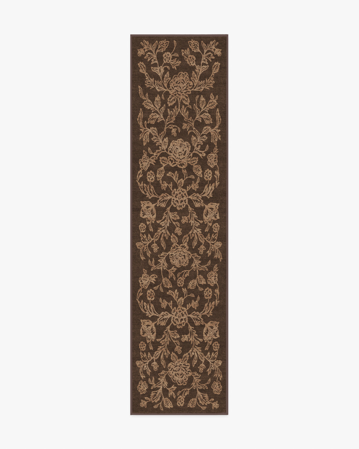Zinnia — Halı, Kahverengi, RUNNER, beyaz zemin, 2x10