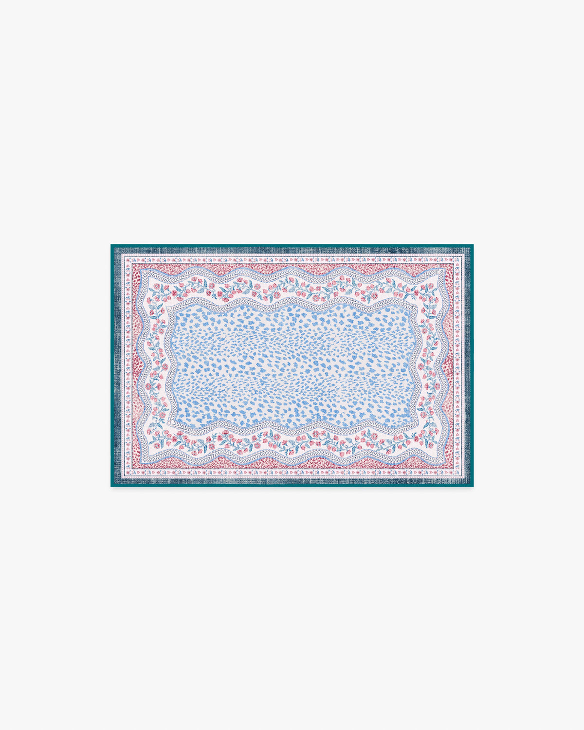 Wendy Animal Border — Halı, Mavi Pembe, AREA, beyaz zemin, 2x3