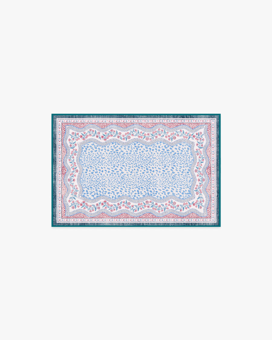 Wendy Animal Border — Halı, Mavi Pembe, AREA, beyaz zemin, 2x3