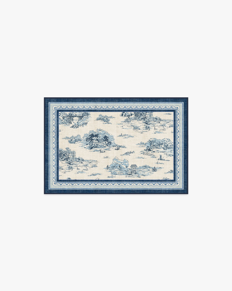 Provence Toile — Halı, Delft Mavisi, AREA, beyaz zemin, 2x3