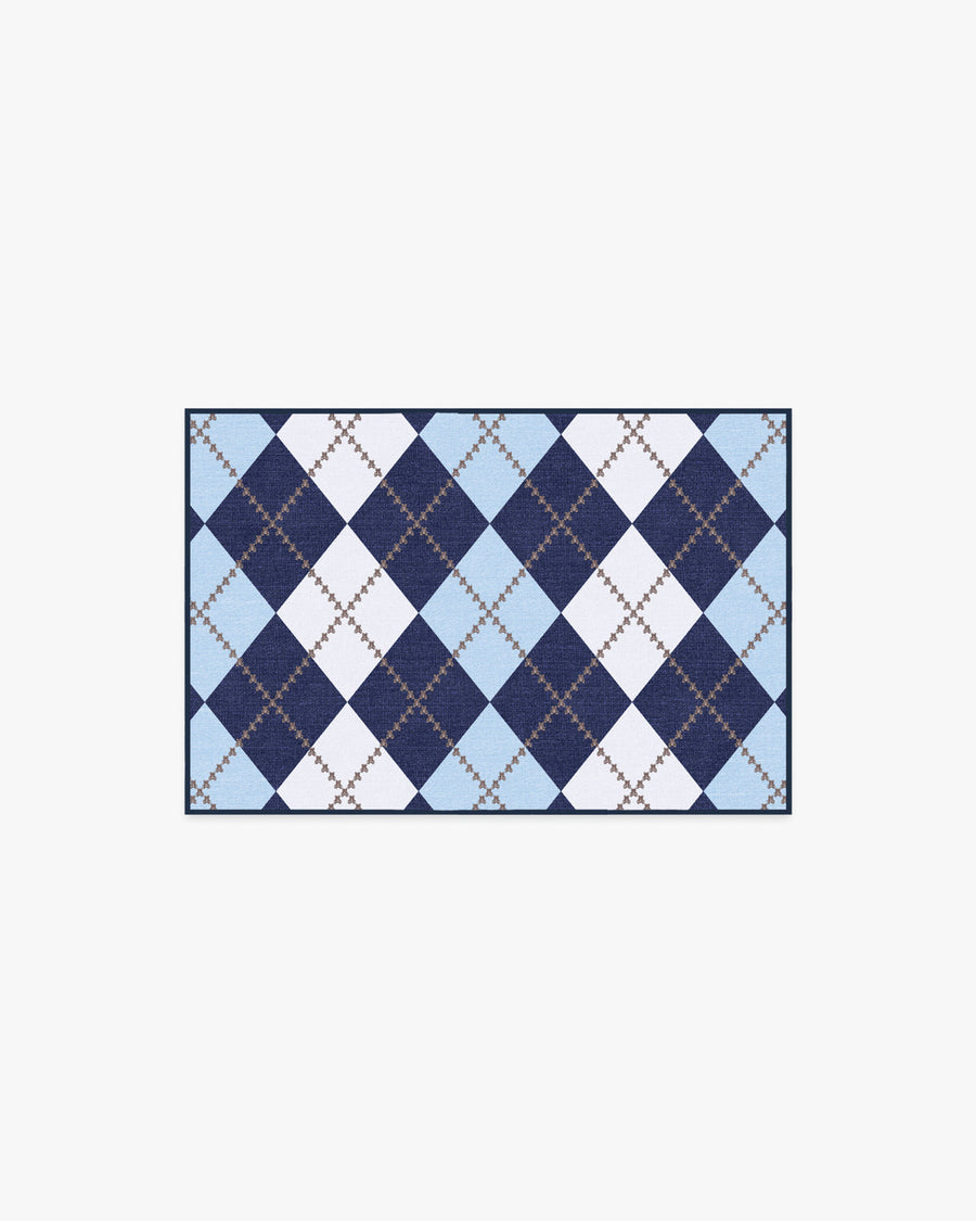 Teddy Bear Argyle — Halı, Lacivert Mavi, AREA, beyaz zemin, 2x3