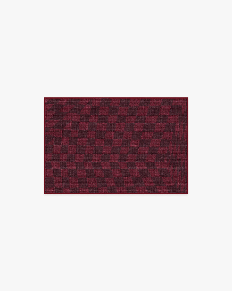 Ricardo Checkerboard — Halı, Bordo, AREA, beyaz zemin, 2x3