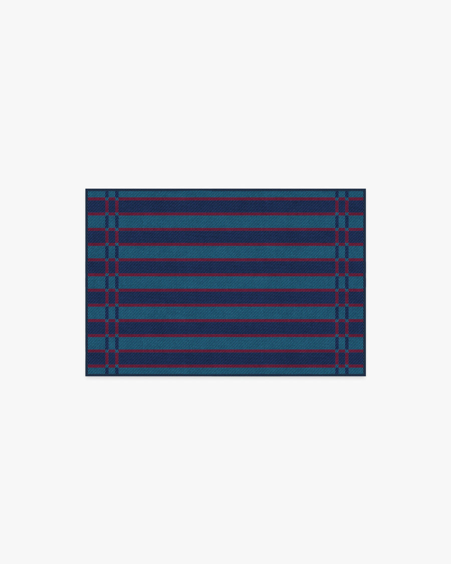 Helen Varsity Stripe — Halı, Turkuaz Lacivert, AREA, beyaz zemin, 2x3