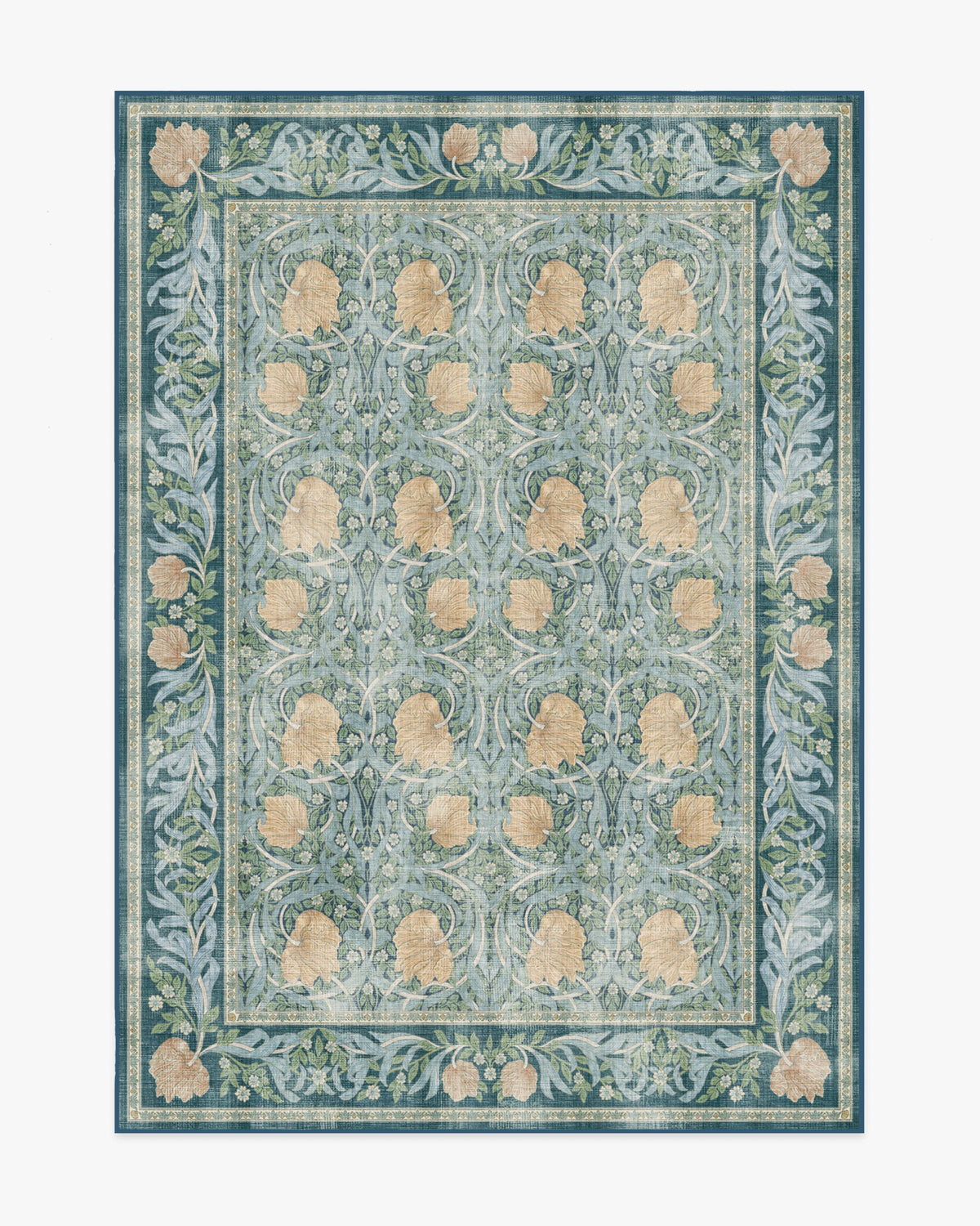 Morris And Co Pimpernel — Halı, Alacakaranlık Mavisi, AREA, beyaz zemin, 5x7