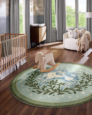Woodland Wanderer Unicorn — Halı, Yeşil, ROUND, yaşam alanı, 6R