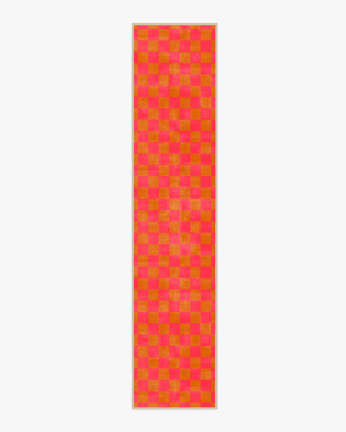 Nonnas Checkerboard — Halı, Mercan Butterscotch, RUNNER, beyaz zemin, 2x12