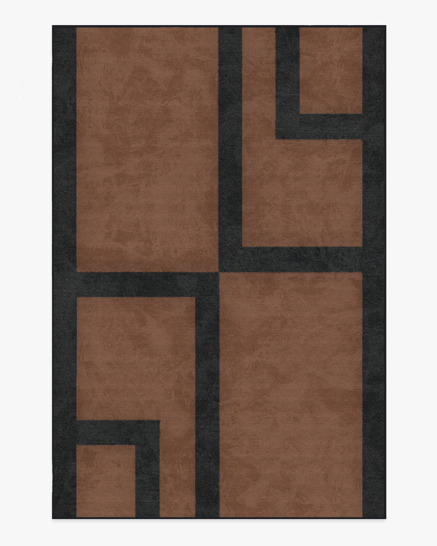 Aldo — Halı, Kahverengi Siyah, AREA, beyaz zemin, 6x9