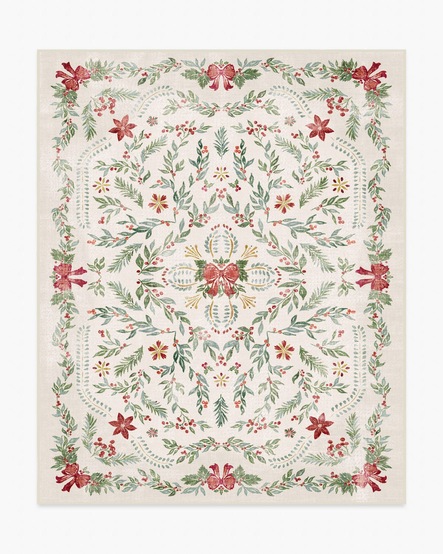 Deck The Halls — Halı, Krem Çok Renkli, AREA, beyaz zemin, 8x10