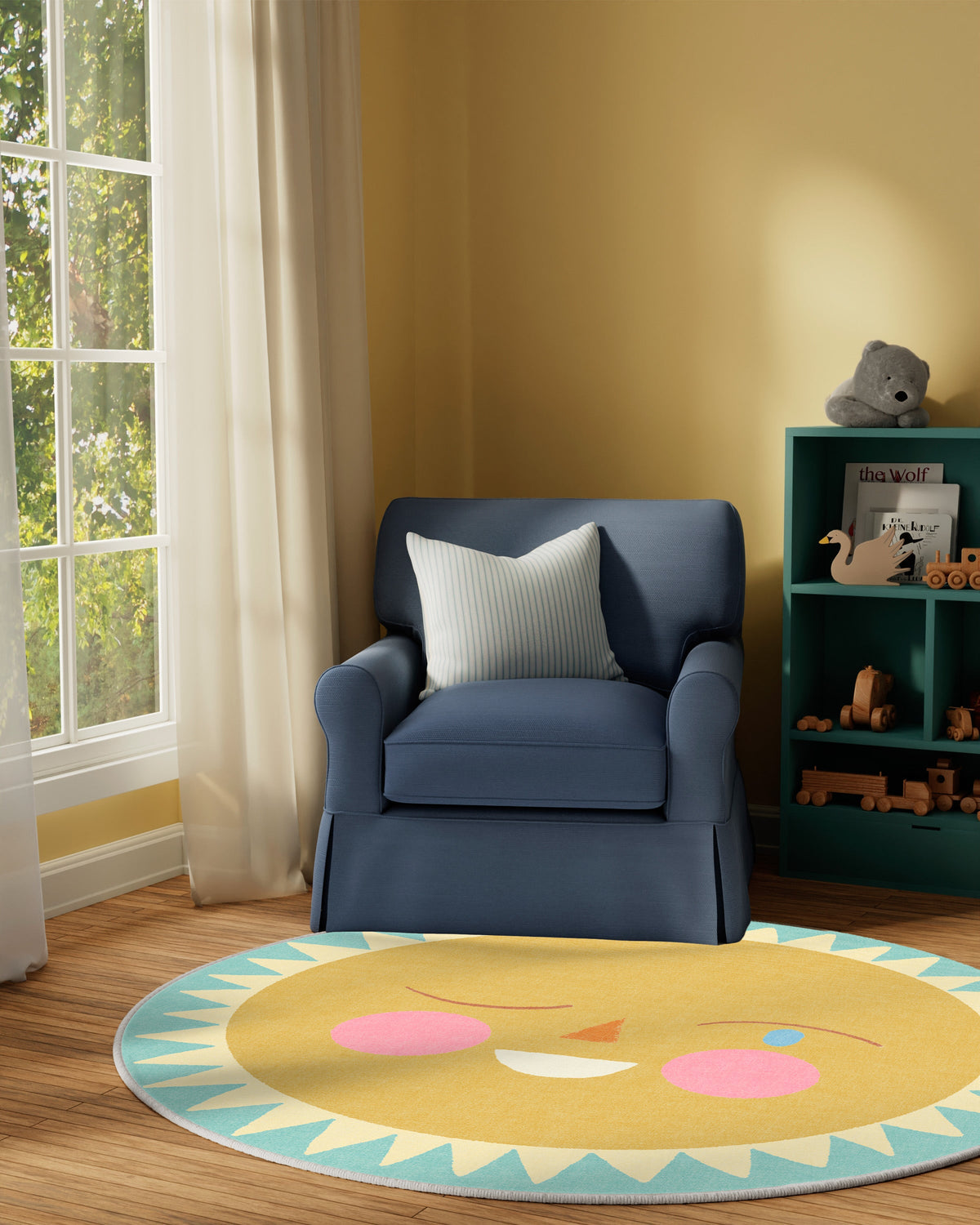 Hello Sunshine — Halı, Sarı, ROUND, yaşam alanı, 6R
