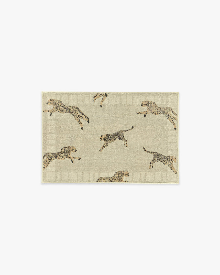 Leaping Cheetah — Halı, Kum, AREA, beyaz zemin, 2x3