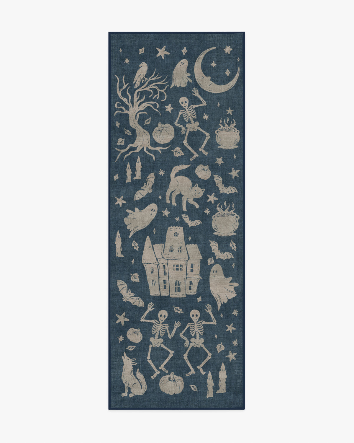 Moonlit Creatures — Halı, Lacivert, RUNNER, beyaz zemin, 2x7